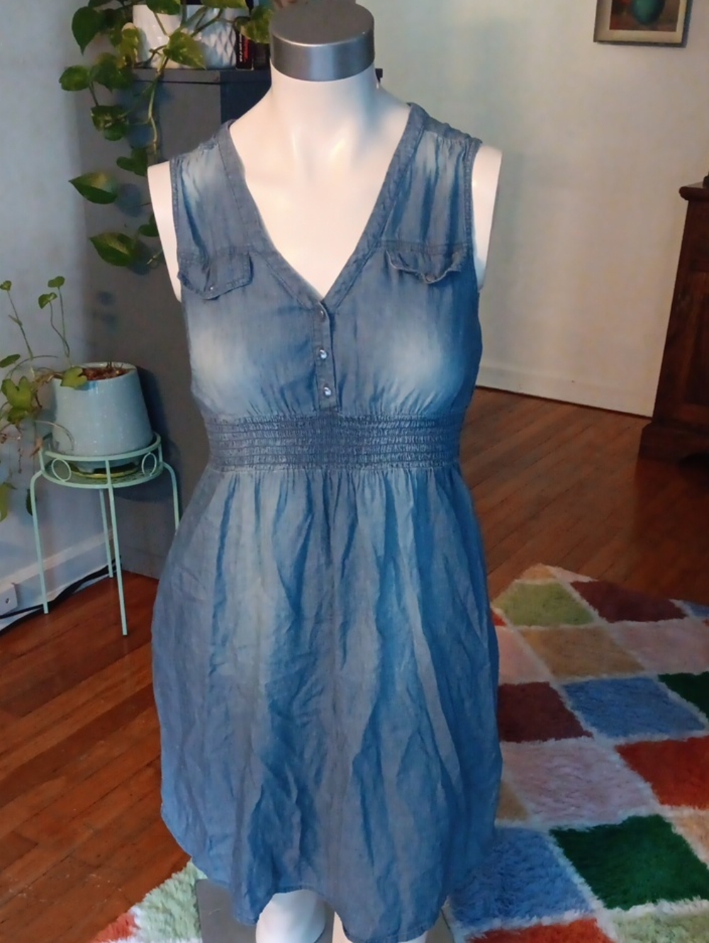H&M Sleeveless Denim A-Line Dress - Blue
